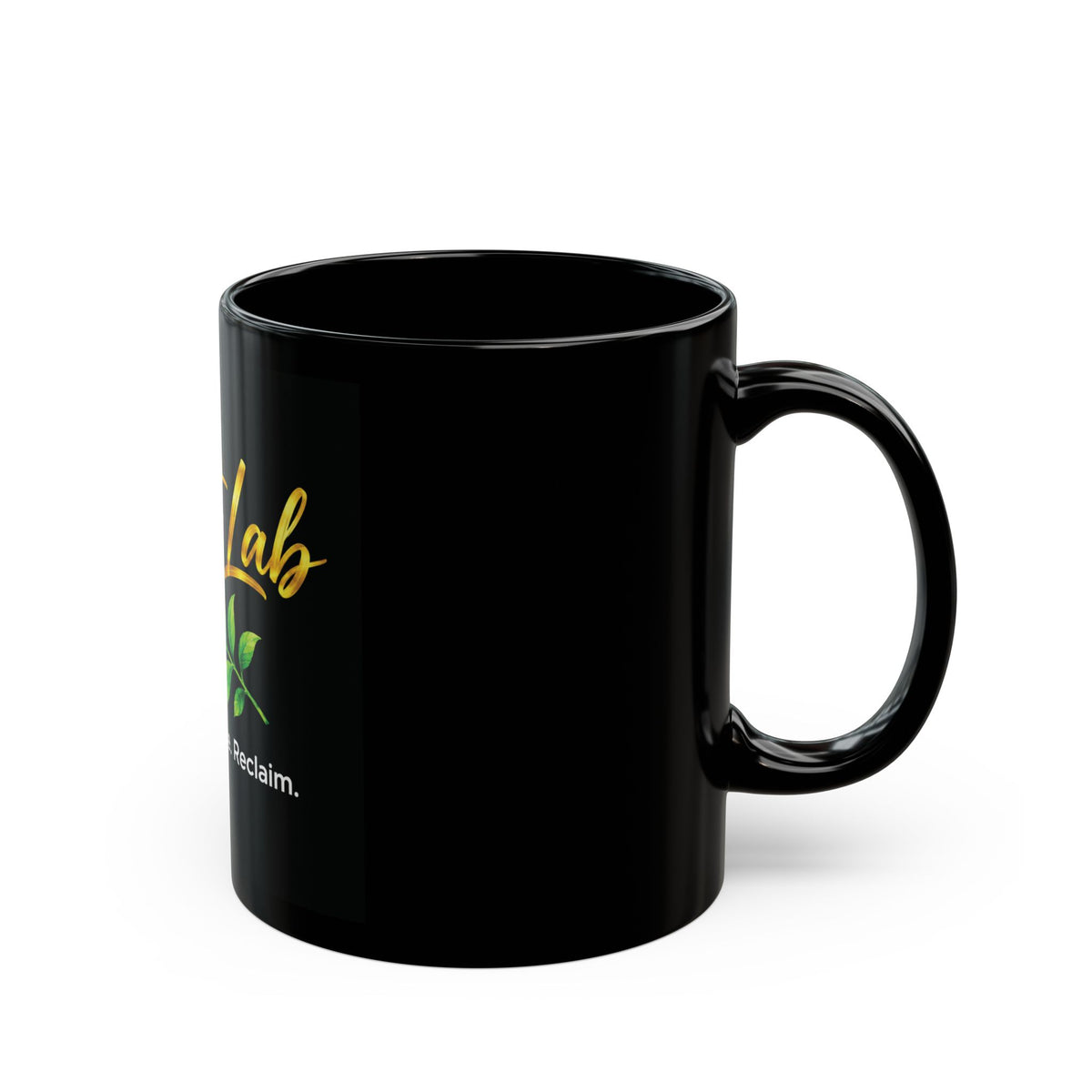 Start your mornings with intention. The Reset Lab Black Mug